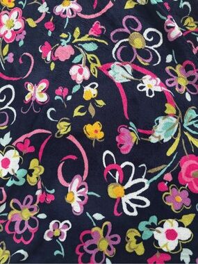 Vera Bradley Navy Floral Soft Fleece Blanket with Multicolor Blooms
